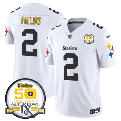 Steelers 50th Anniversary Of Super Bowl IX Patch Vapor Limited Jersey V2 - All Stitched