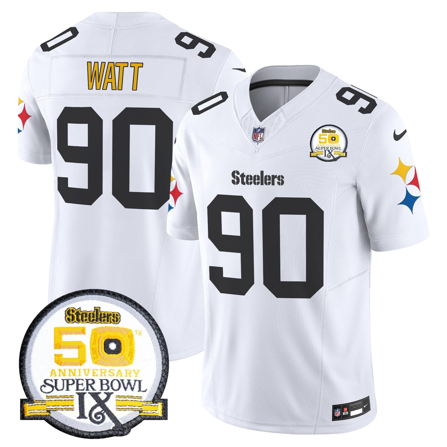 Steelers 50th Anniversary Of Super Bowl IX Patch Vapor Limited Jersey V2 - All Stitched