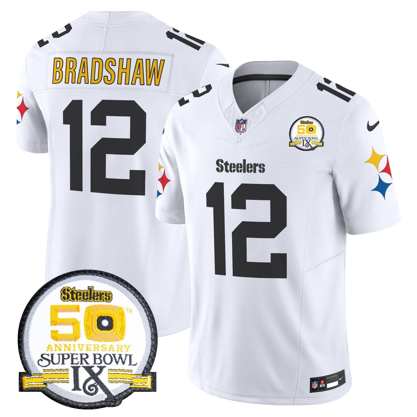 Steelers 50th Anniversary Of Super Bowl IX Patch Vapor Limited Jersey V2 - All Stitched