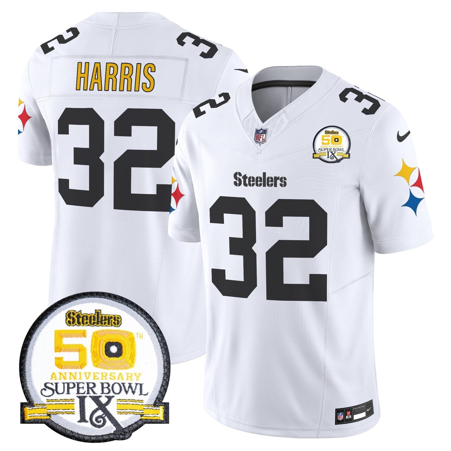 Steelers 50th Anniversary Of Super Bowl IX Patch Vapor Limited Jersey V2 - All Stitched