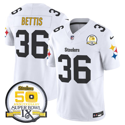 Steelers 50th Anniversary Of Super Bowl IX Patch Vapor Limited Jersey V2 - All Stitched