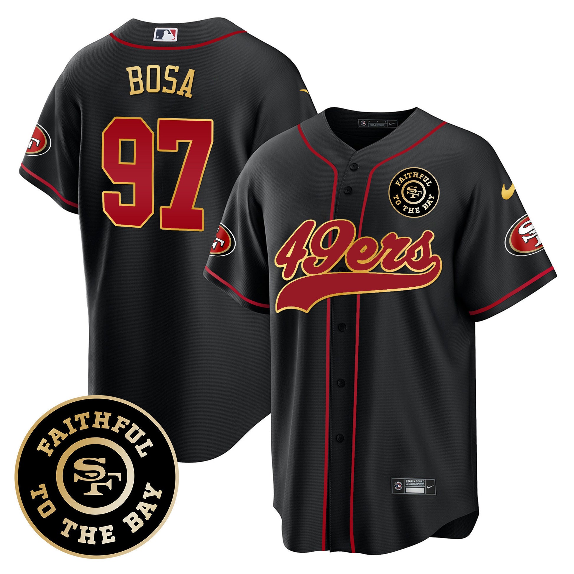 Men's 49ers Faithful To The Bay Patch Baseball Jersey - All Stitched