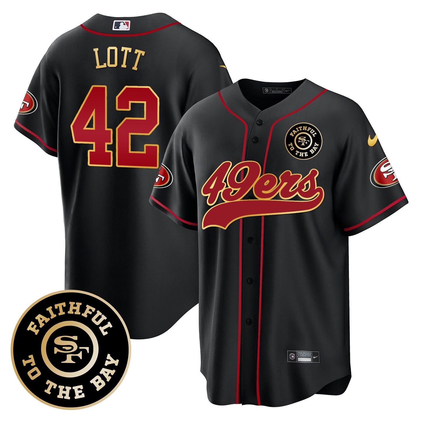 Men's 49ers Faithful To The Bay Patch Baseball Jersey - All Stitched