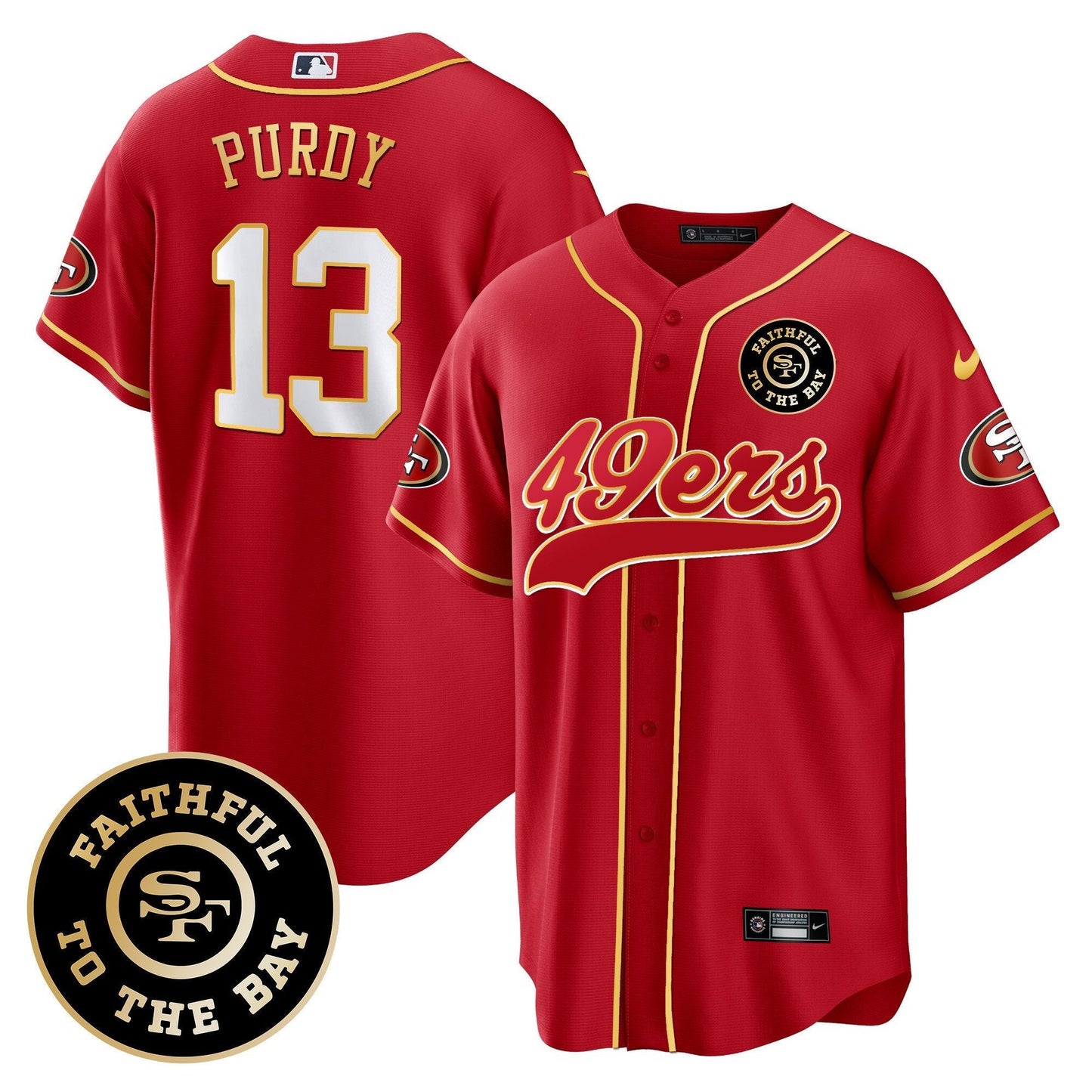 49ers Faithful To The Bay Patch Baseball Jersey - All Stitched