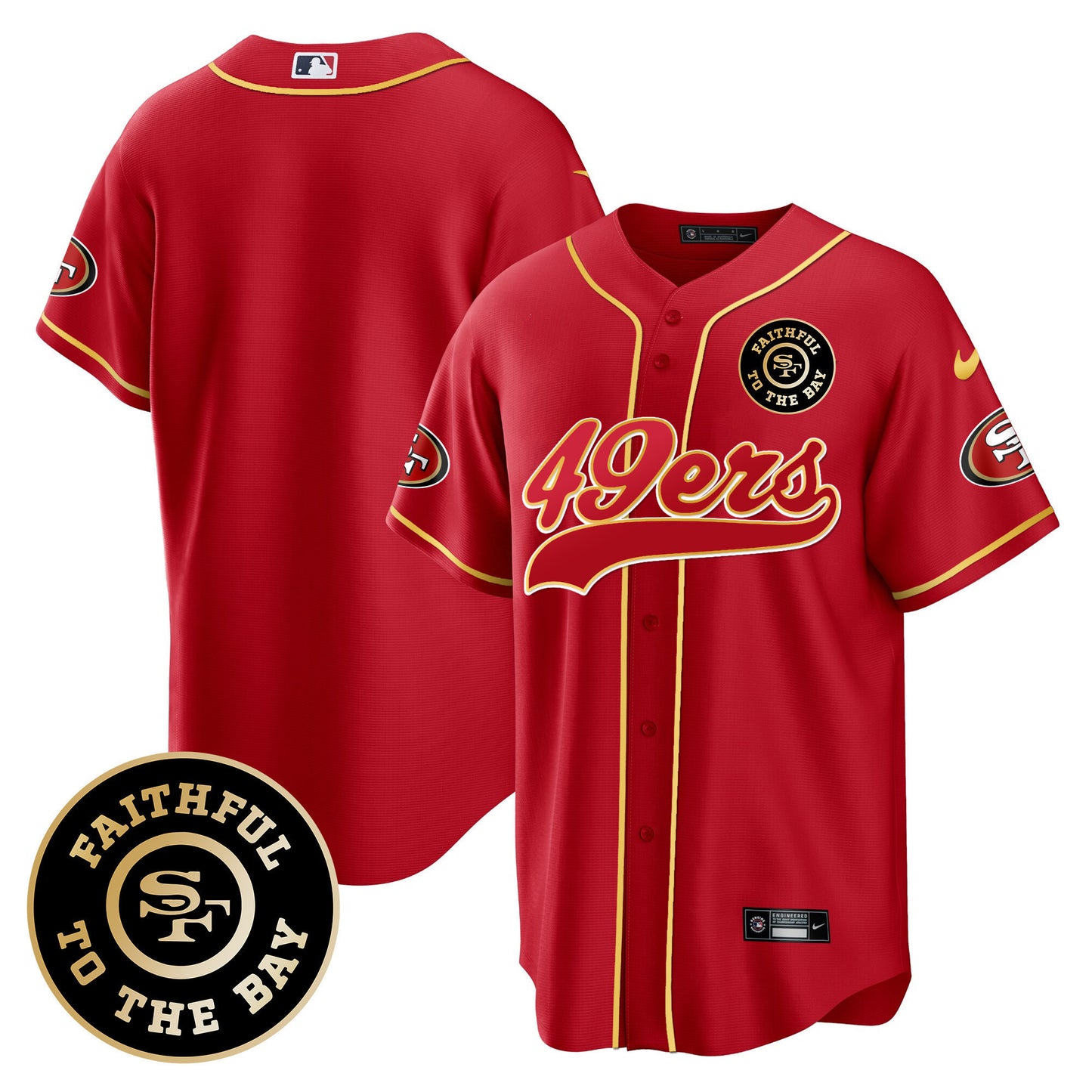 Men's 49ers Faithful To The Bay Patch Baseball Jersey - All Stitched