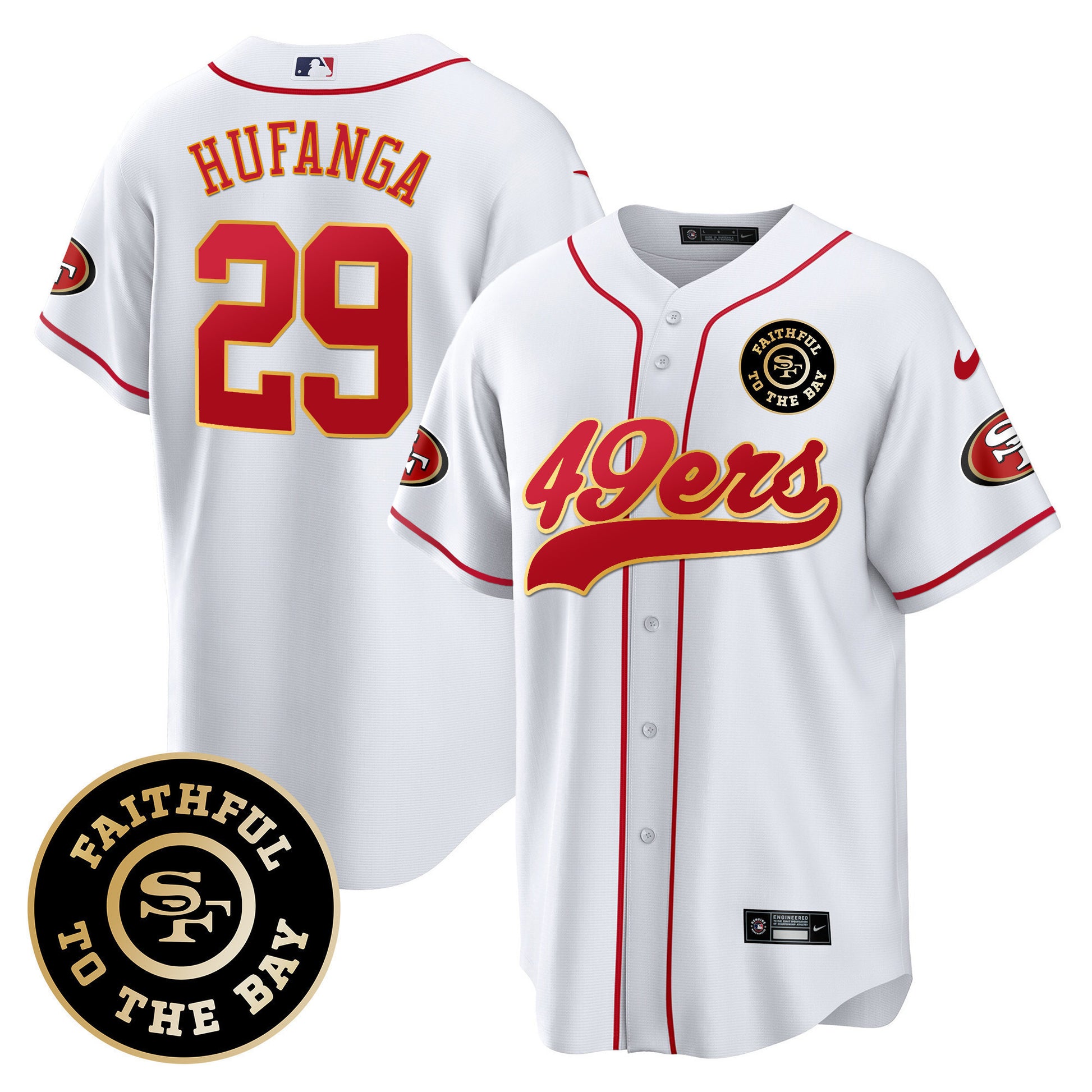 Men's 49ers Faithful To The Bay Patch Baseball Jersey - All Stitched