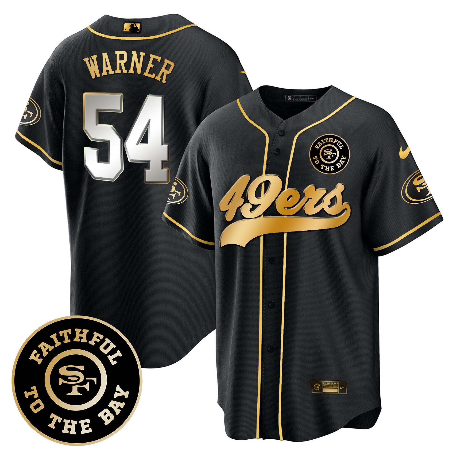Men's 49ers Faithful To The Bay Patch Baseball Jersey - All Stitched