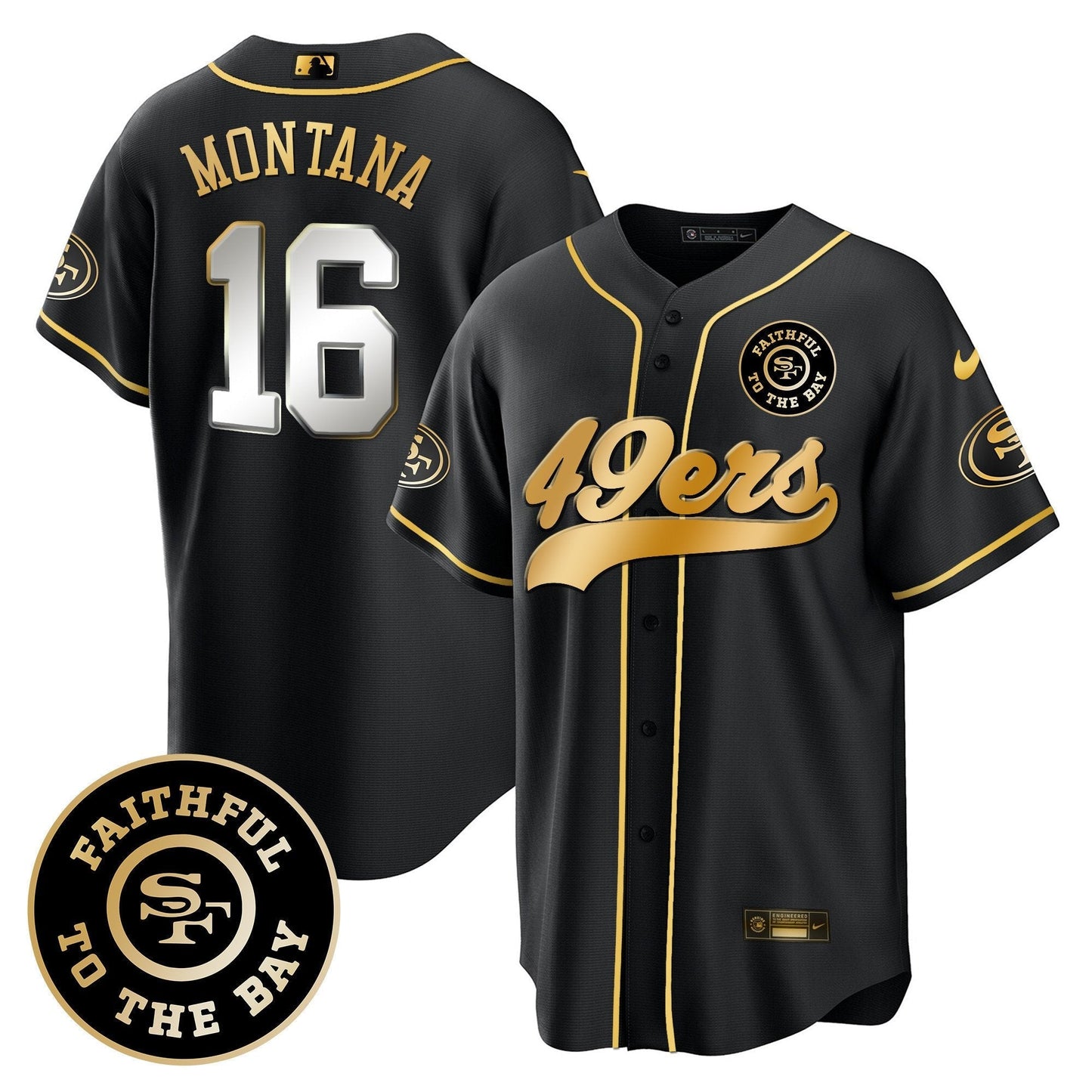 49ers Faithful To The Bay Patch Baseball Jersey - All Stitched