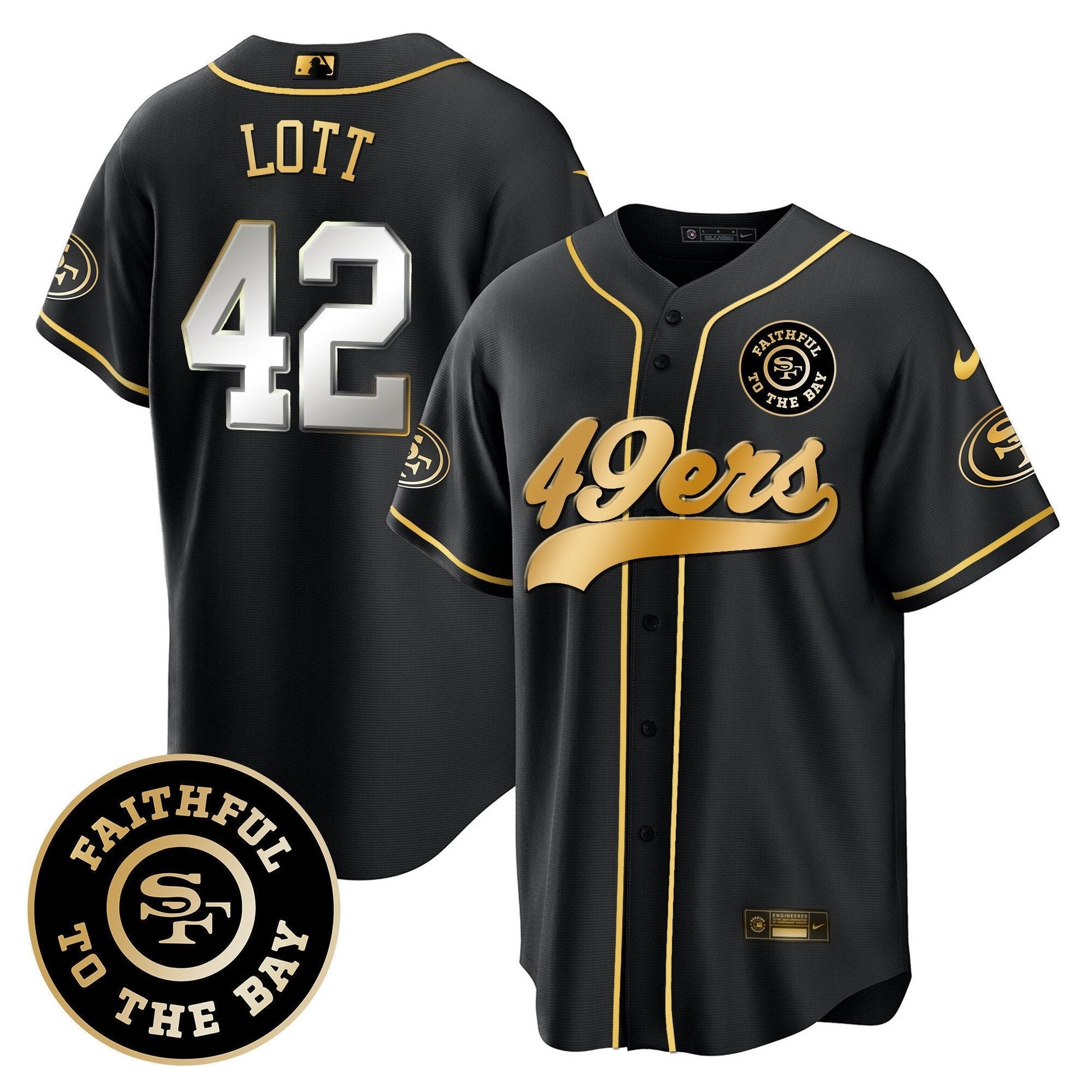 49ers Faithful To The Bay Patch Baseball Jersey - All Stitched