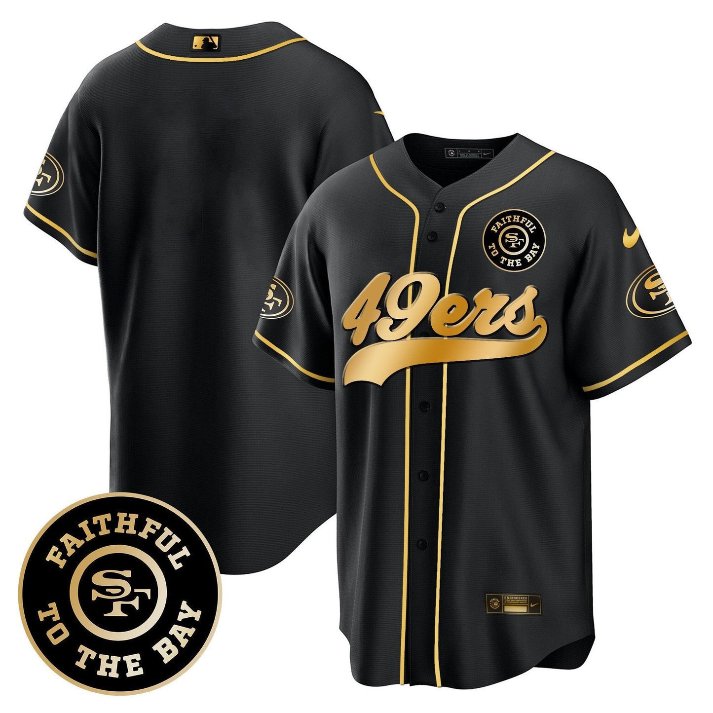 49ers Faithful To The Bay Patch Baseball Jersey - All Stitched