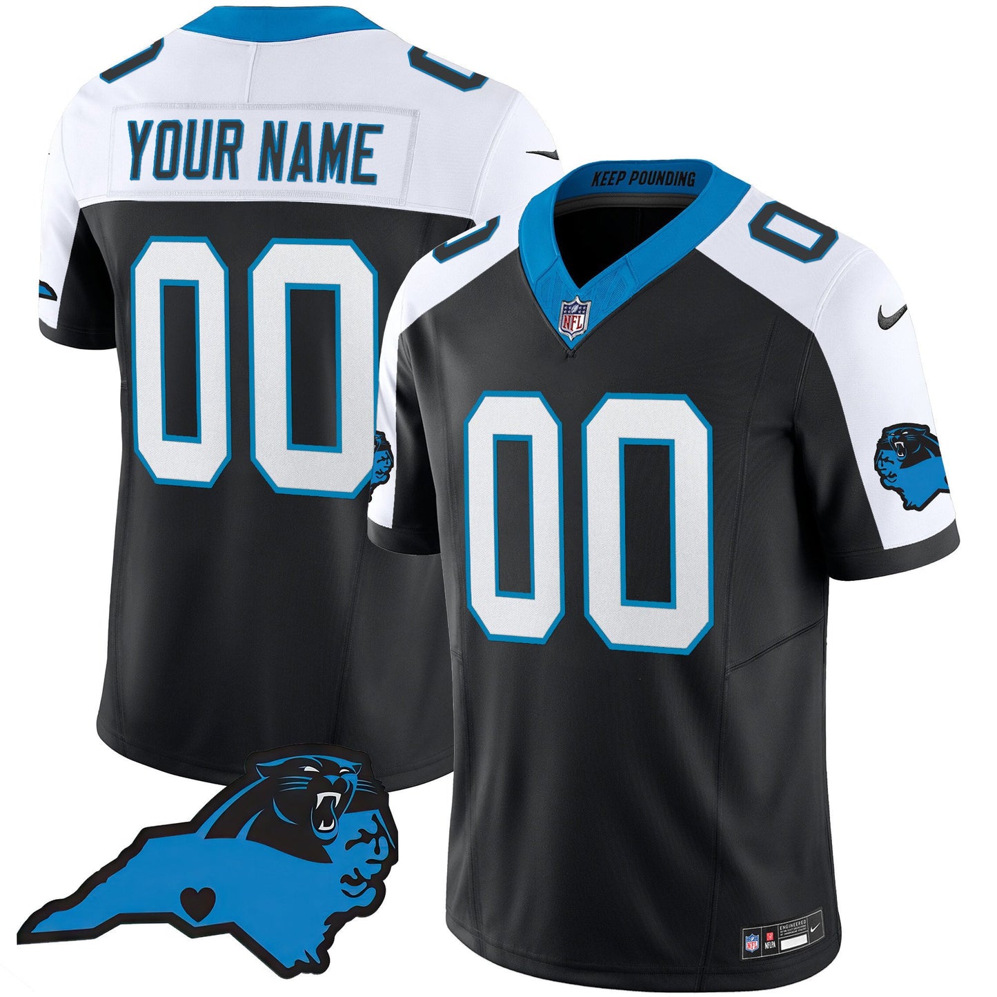 Panthers Vapor Limited Custom Jersey - Carolina Patch - All Stitched