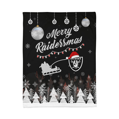 Las Vegas Raiders | Premium Christmas Fleece Blanket & Throw Pillow Combo MM