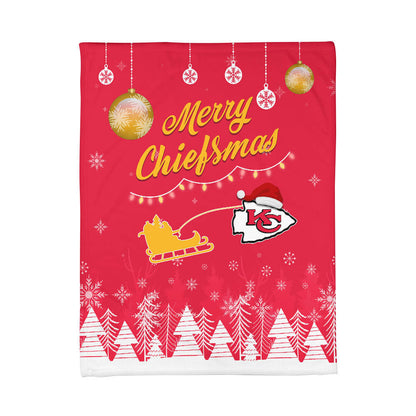 Kansas City Chiefs | Premium Christmas Fleece Blanket & Throw Pillow Combo MM