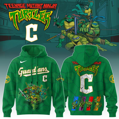 .         Cleveland Guardians MLB x Ninja Turtles Special Edition Hoodie 2025