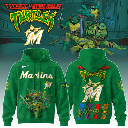 .        Miami Marlins MLB x Ninja Turtles Special Edition Hoodie 2025