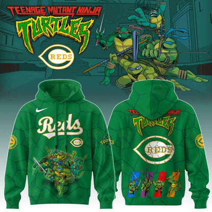 .         Cincinnati Reds MLB x Ninja Turtles Special Edition Hoodie 2025