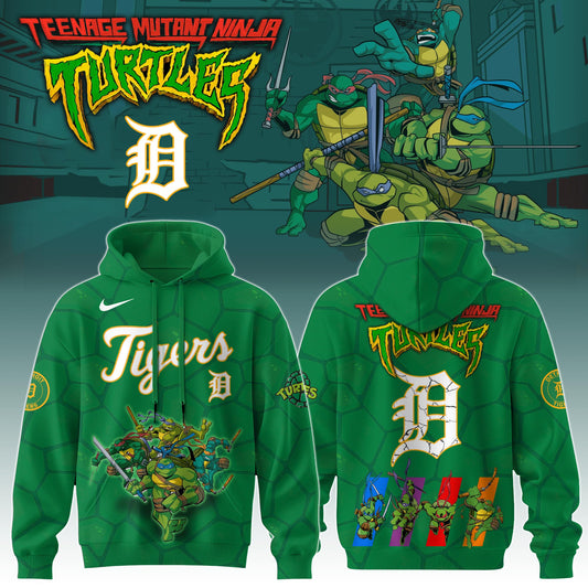.        Detroit Tigers MLB x Ninja Turtles Special Edition Hoodie 2025