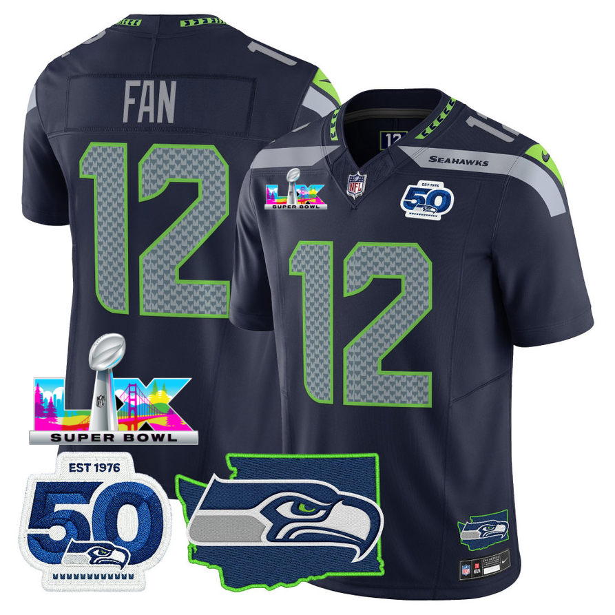 SEA Super Bowl LX - 50th Anniversary Patch Vapor Limited Jersey N88 - All Stitched