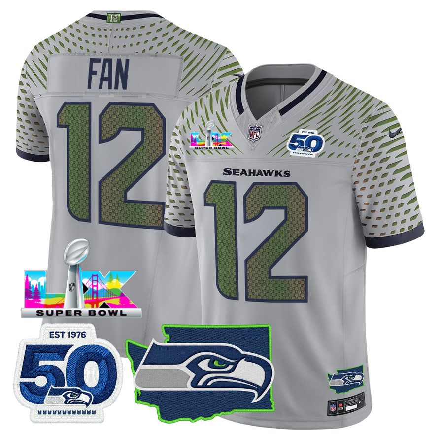 SEA Super Bowl LX - 50th Anniversary Patch Vapor Limited Jersey N88 - All Stitched