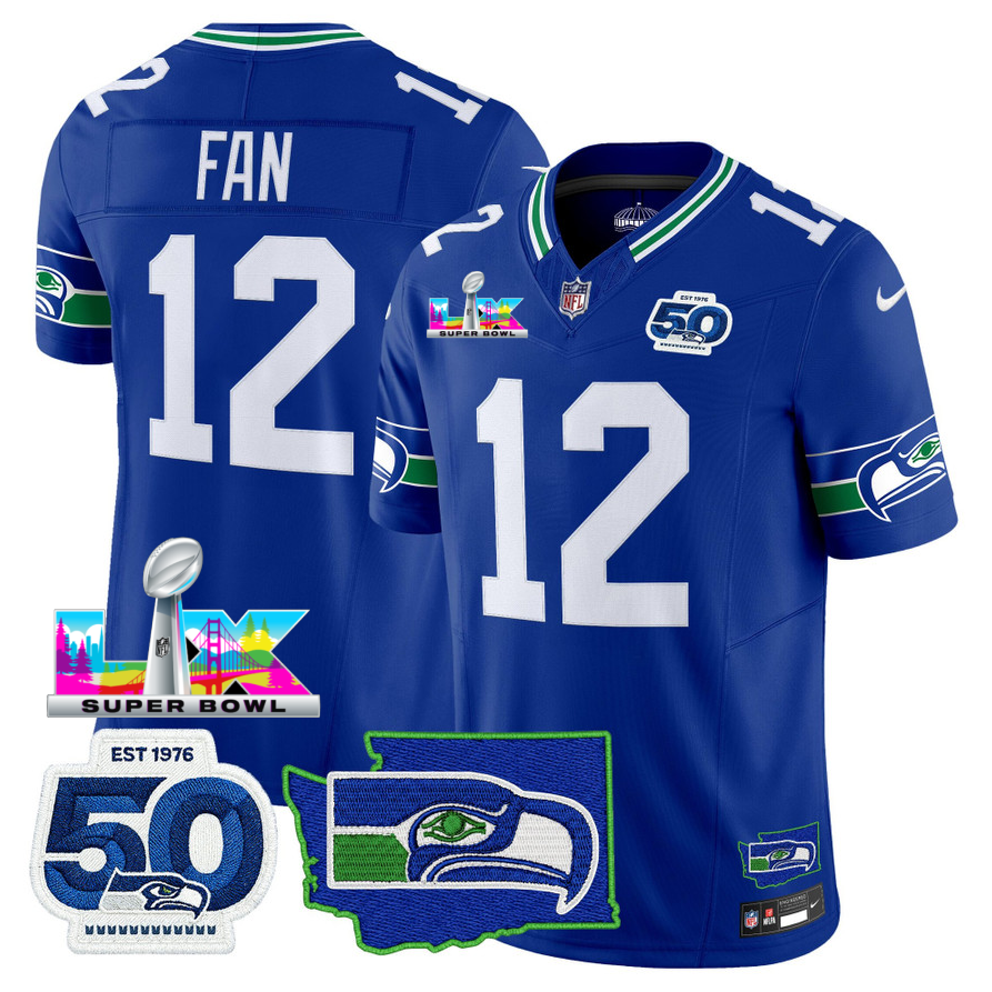 SEA Super Bowl LX - 50th Anniversary Patch Vapor Limited Jersey N88 - All Stitched