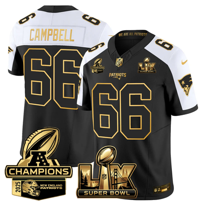 NE Super Bowl LX - AFC Champions Patch Gold Vapor Limited Jersey - All Stitched