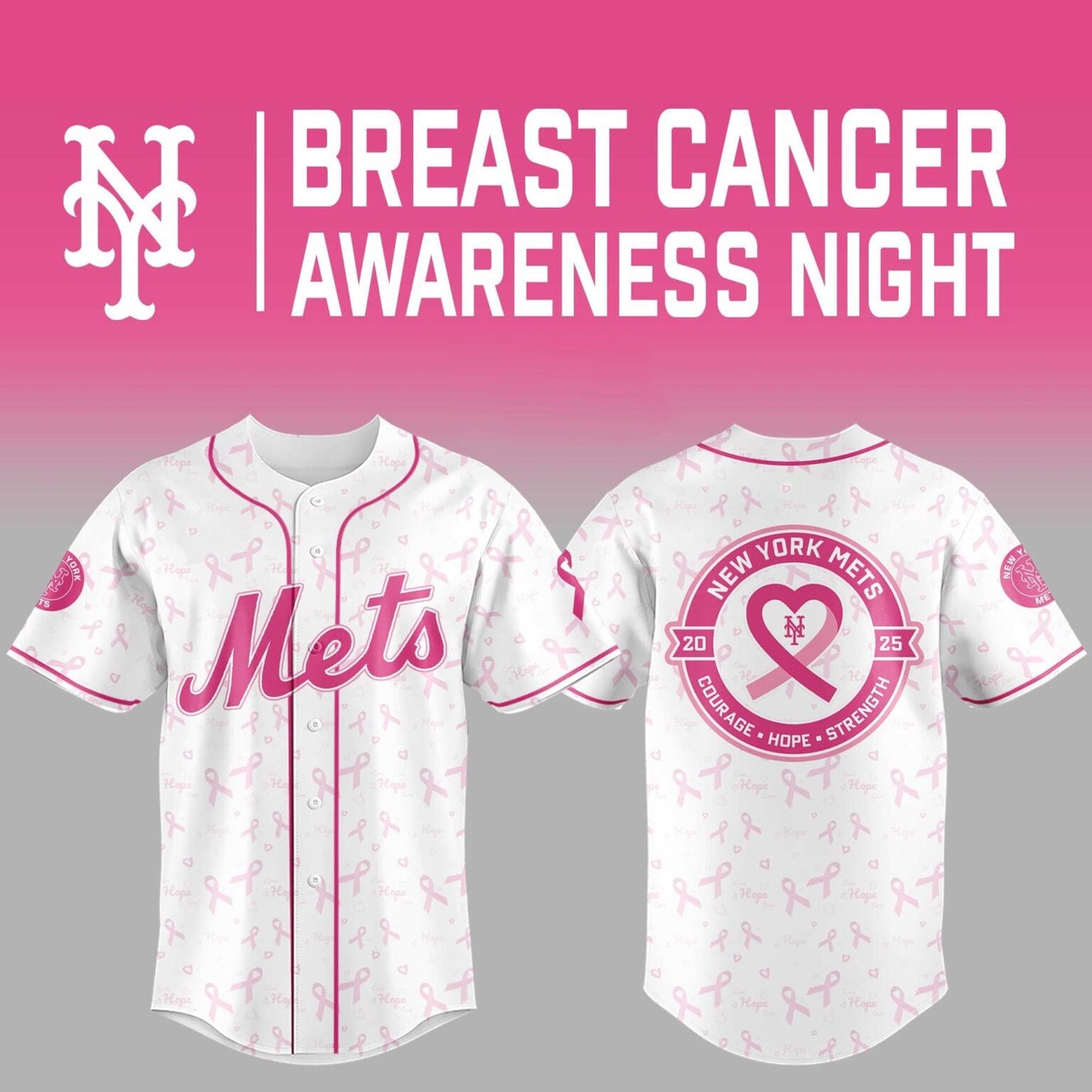 New York Mets x Breast Cancer Awareness Night - Limited Edition Jersey - Printed