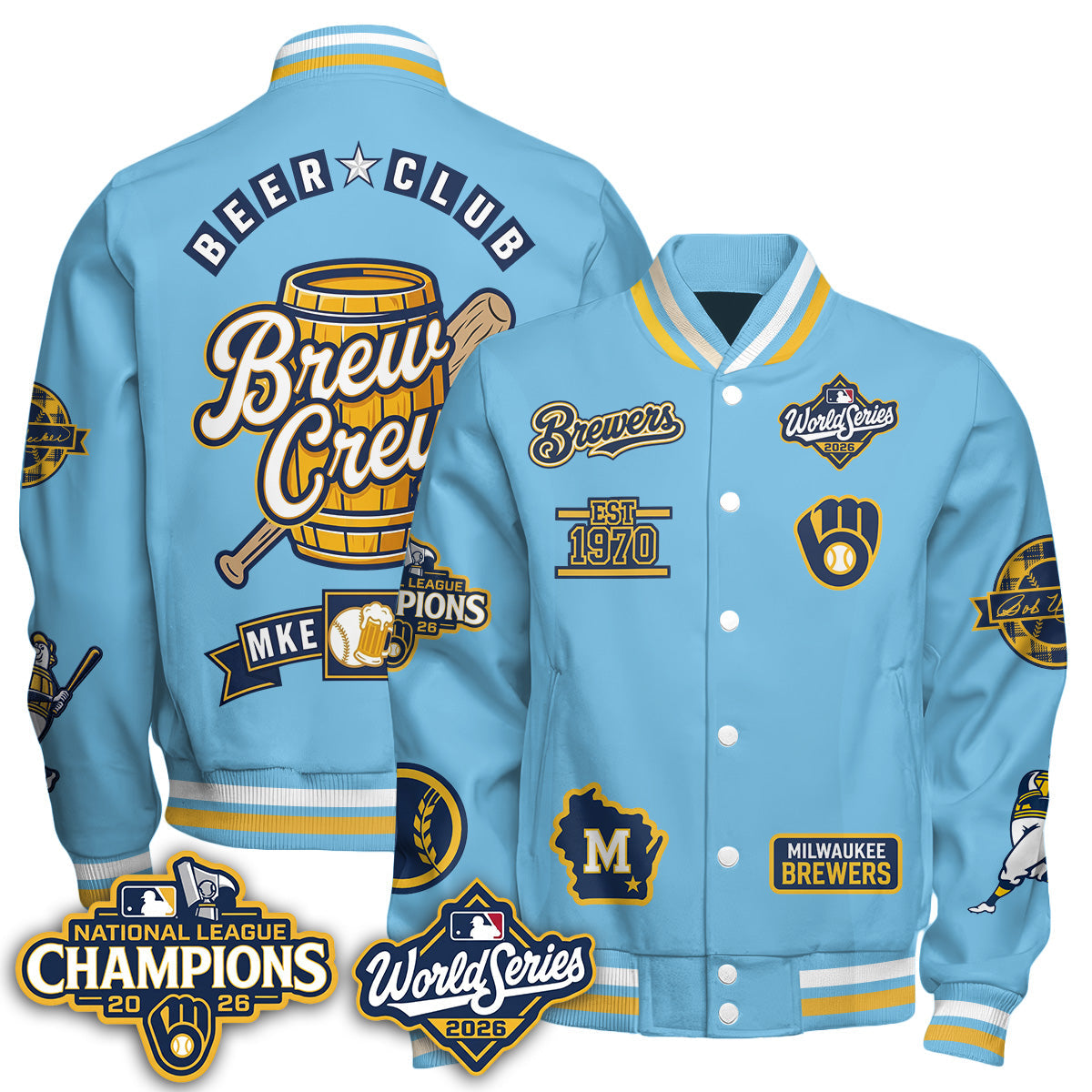 MIL NL Champions x Brew Crew Limited Edition Varsity Jacket - Printed (tt)
