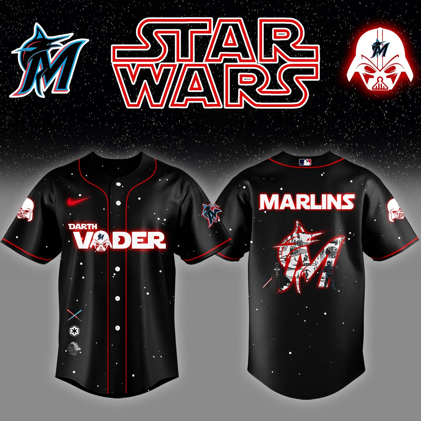 Miami Marlins x Stars Wars Darth Vader Night Baseball Jersey Editions Limited v2