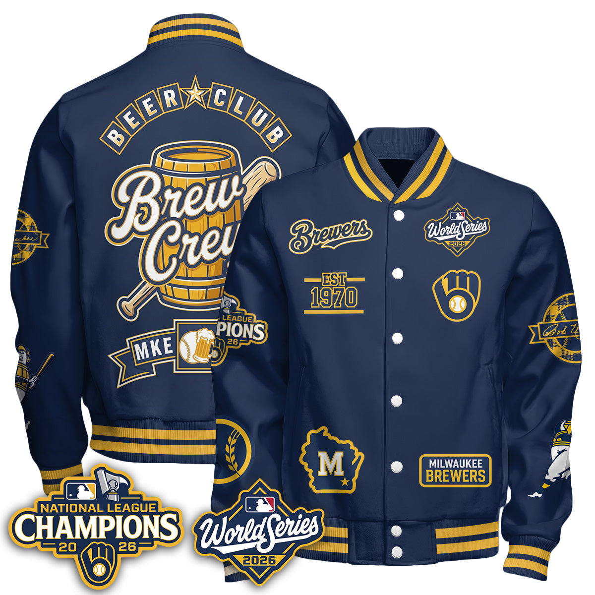 MIL NL Champions x Brew Crew Limited Edition Varsity Jacket - Printed (tt)