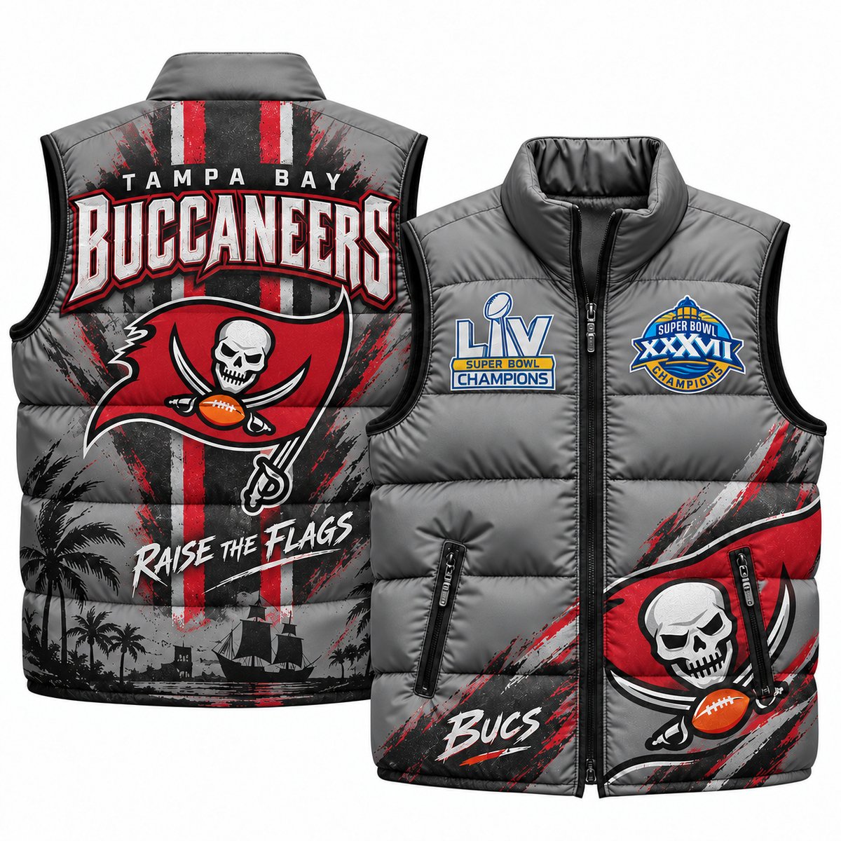 TB "Raise the Flags" Puffer Vest - Printed