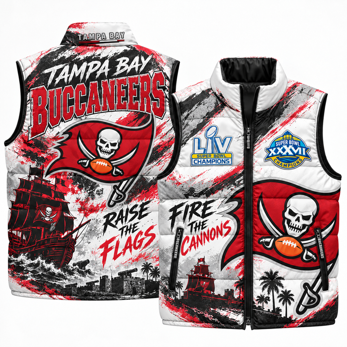 TB "Raise the Flags" Puffer Vest - Printed V3