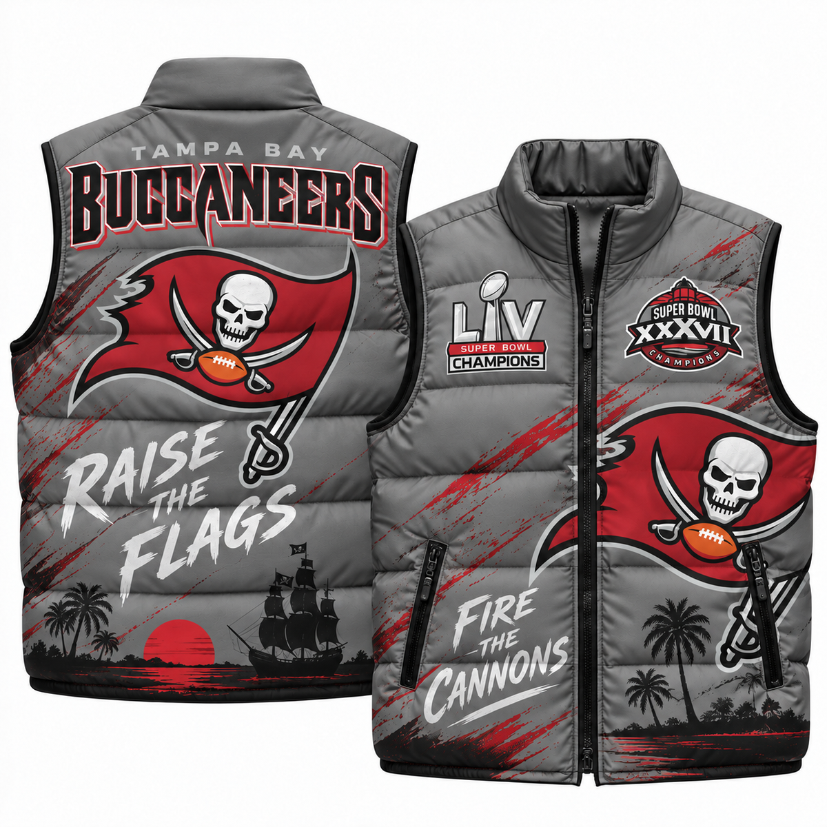 TB "Raise the Flags" Puffer Vest - Printed V4