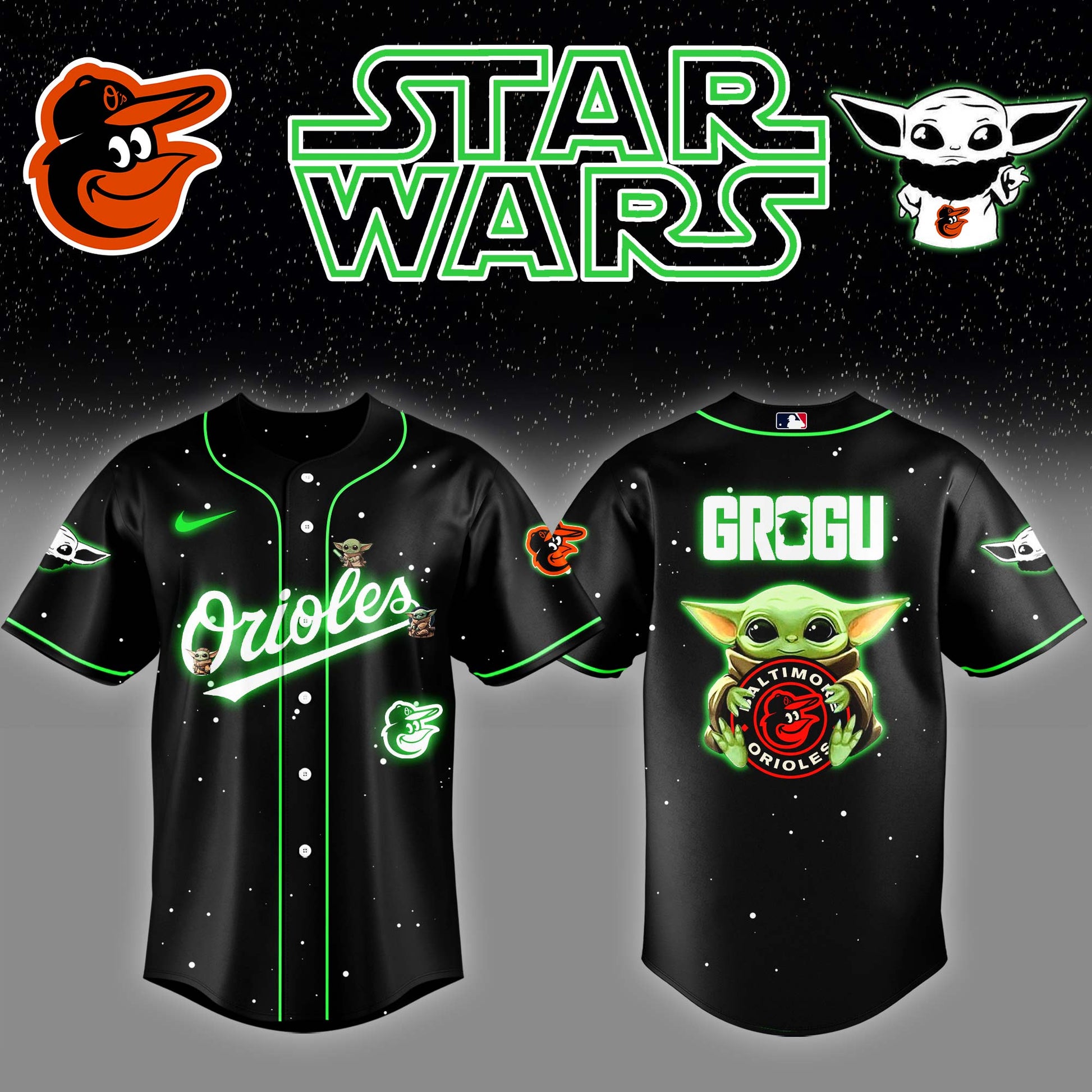 .Baltimore Orioles x Stars Wars Grogu Night Baseball Jersey Editions Limited v3