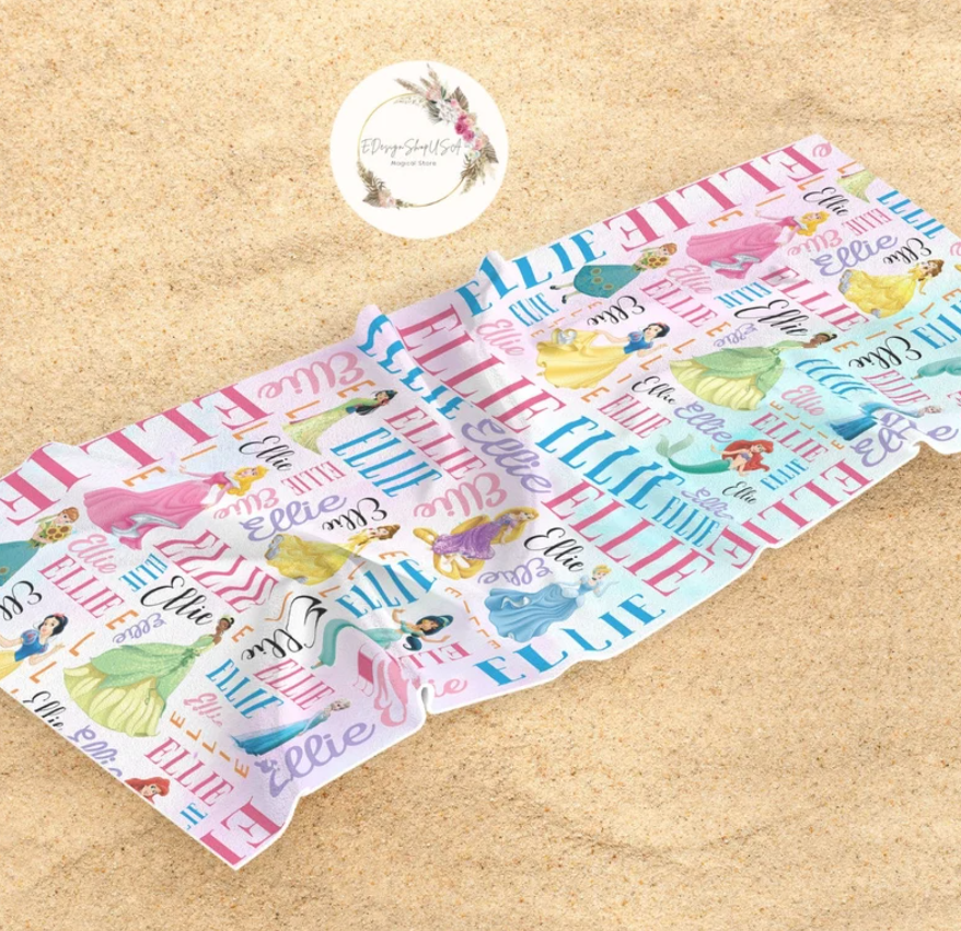 Disney Princess Custom Name Beach Towel- 406TTBT151