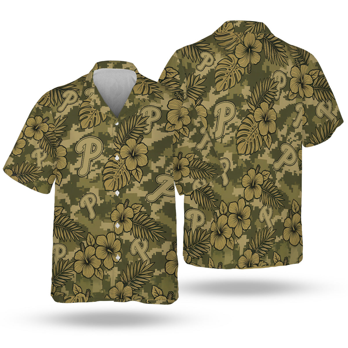 PHI Special Armed Forces Hawaiian Design Button Shirt V4
