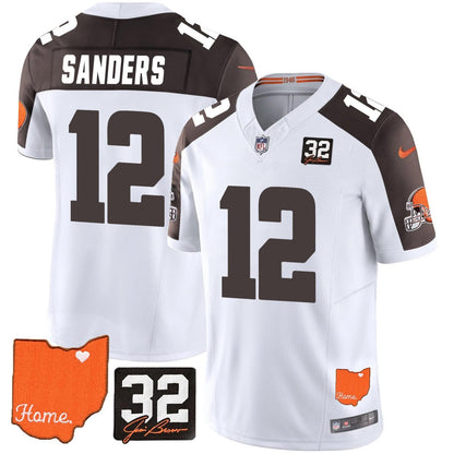 Browns #32 Jim Brown Memorial & Home Patch Vapor Limited Jersey N1 - All Stitched