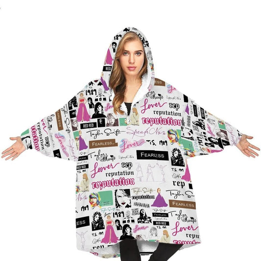 Taylor Swift Albums Blanket Hoodie Pink - HL120814