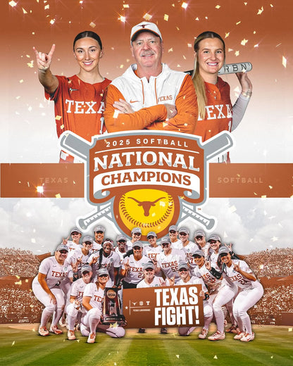 Texas Longhorns Softball 2025 World Series Champions Limited Custom Jersey - All Stitched