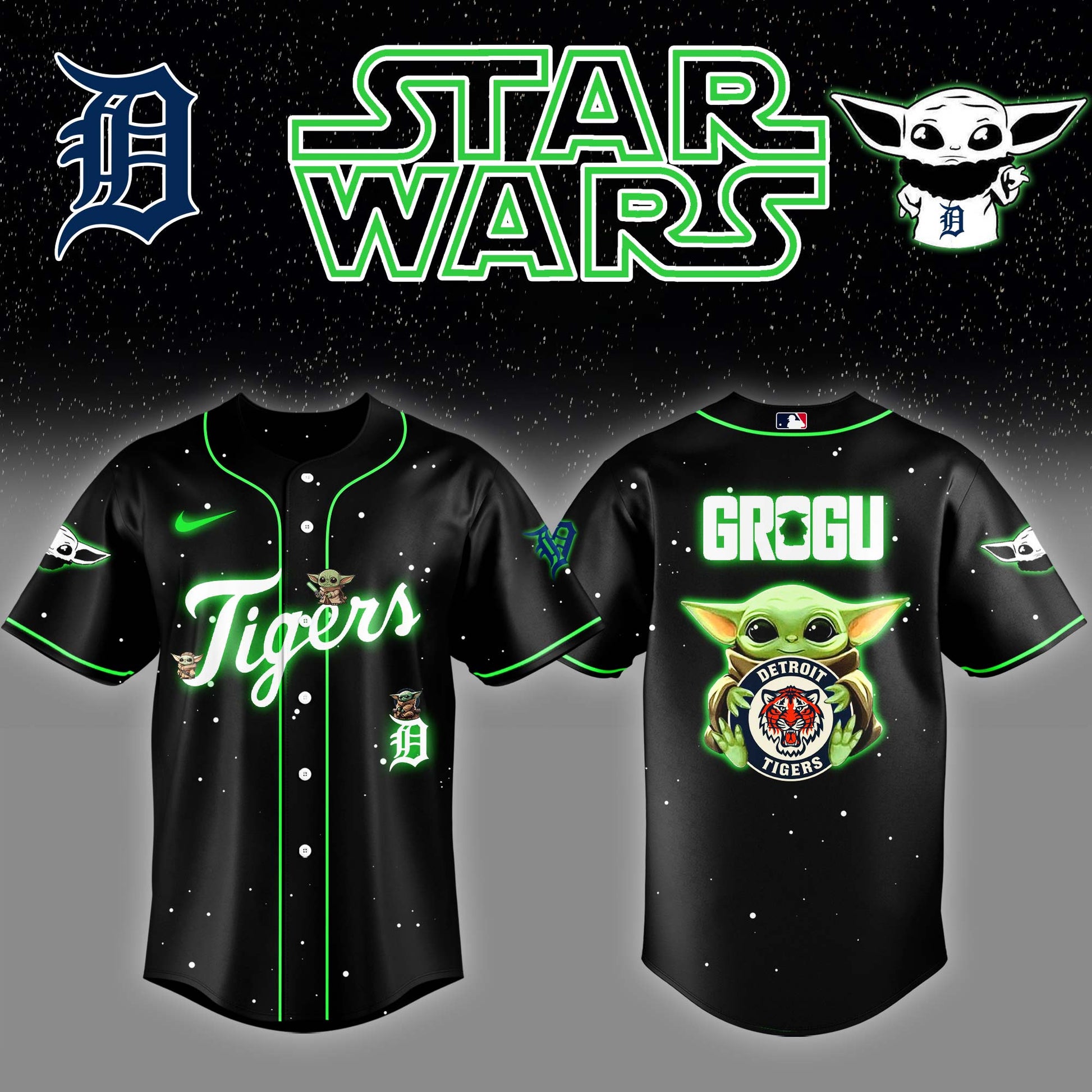 Detroit Tigers x Stars Wars Grogu Night Baseball Jersey Editions Limited v3